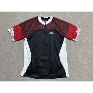 Garneau Cycling Jersey Womens 1w‎ Black Red Floral Short Sleeve Bike Shirt Top